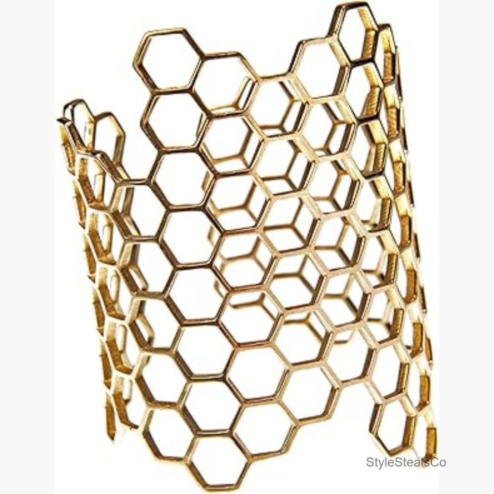 Adjustable Brass Cuff Bangle Bracelet Bohemian St… - image 1